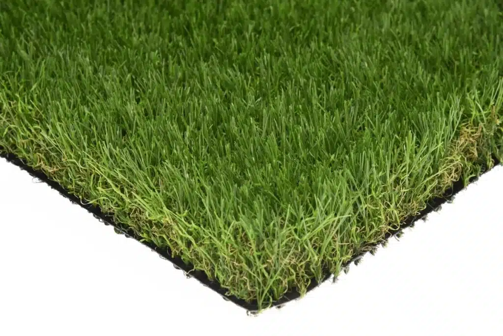 Ens 38mm Artificial Grass – Detailed Close-Up of Soft, Realistic Fibers with Multi-Tone Green & Golden Highlights