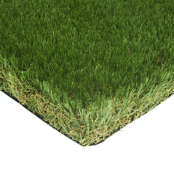 Onto 40mm Artificial Grass – Detailed Close-Up of Soft, Bi-Colour Green & Yellow Fibers
